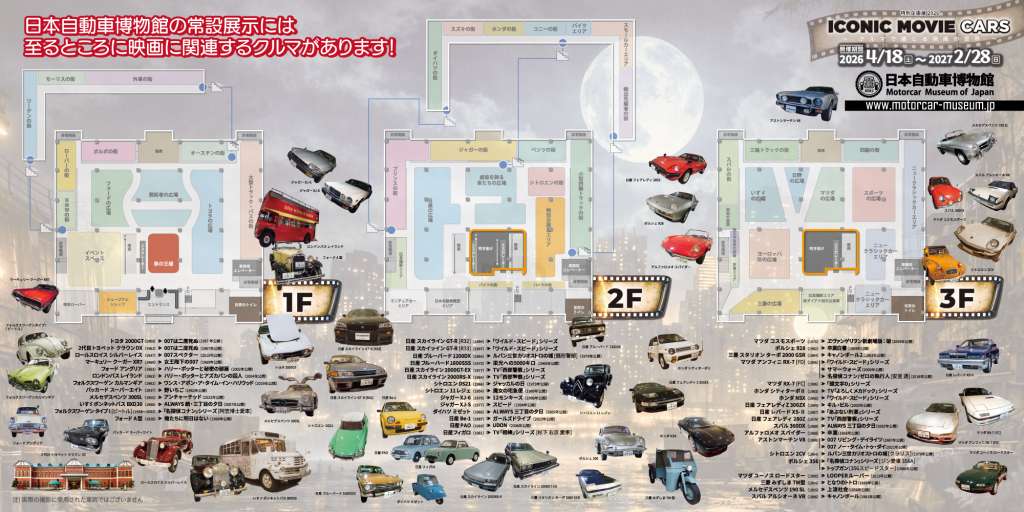 日本自動車博物館に展示してある映画に関するクルマたち